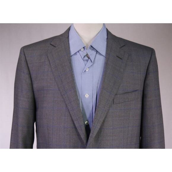 Brooks Brothers Fitzgerald Gray Blue Windowpane Saxxon Wool 2-Btn Sportcoat 42L - Picture 3 of 10